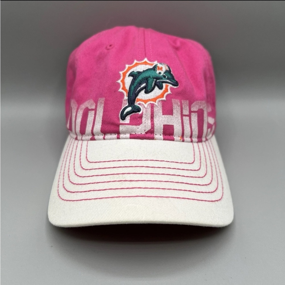 Miami Dolphins Reebok Womens Adjustable Pink White Breast Cancer NFL Trucker Hat